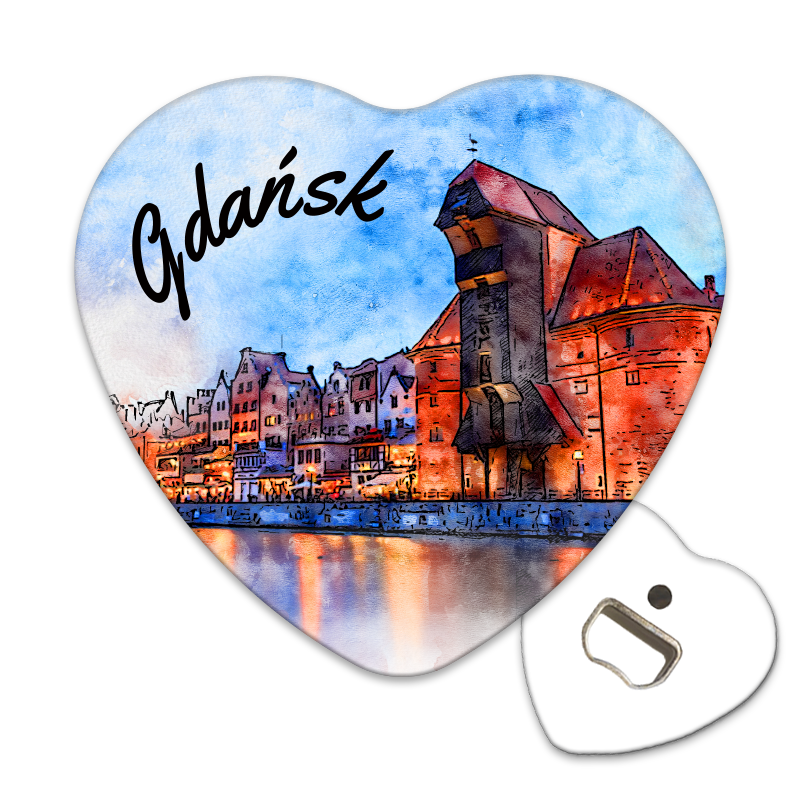 Magnetyczny otwieracz do butelek – motyw Gdańsk, Polska, pamiątka, dekoracja