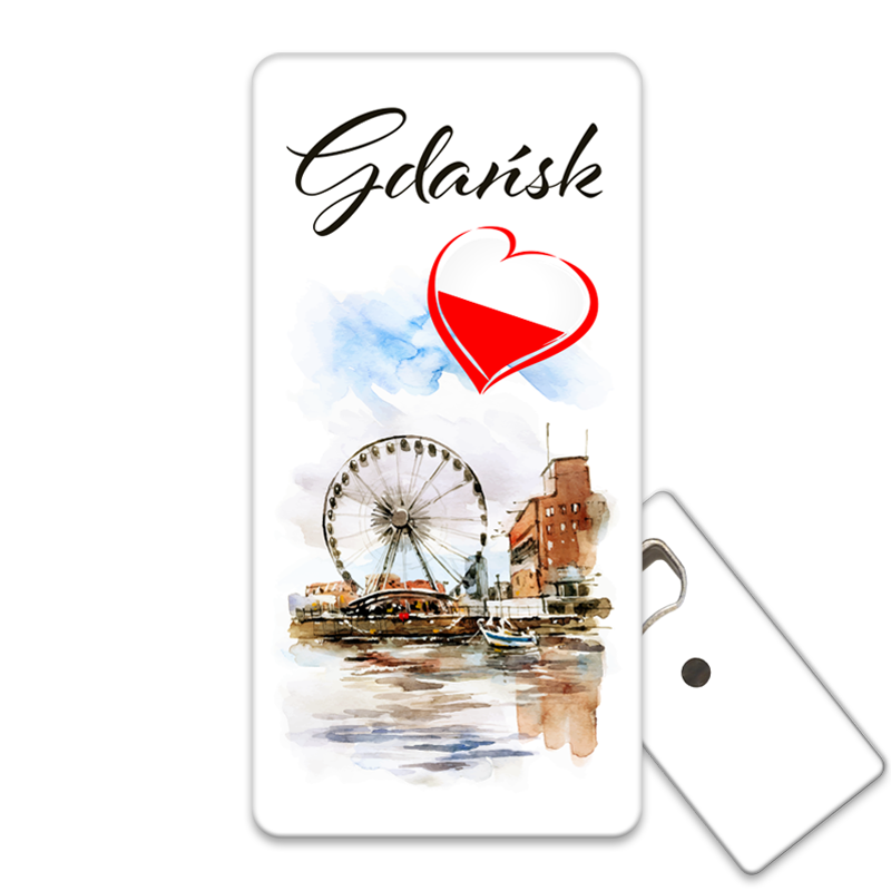 Magnetyczny otwieracz do butelek – motyw Gdańsk, Polska, pamiątka, dekoracja, barware
