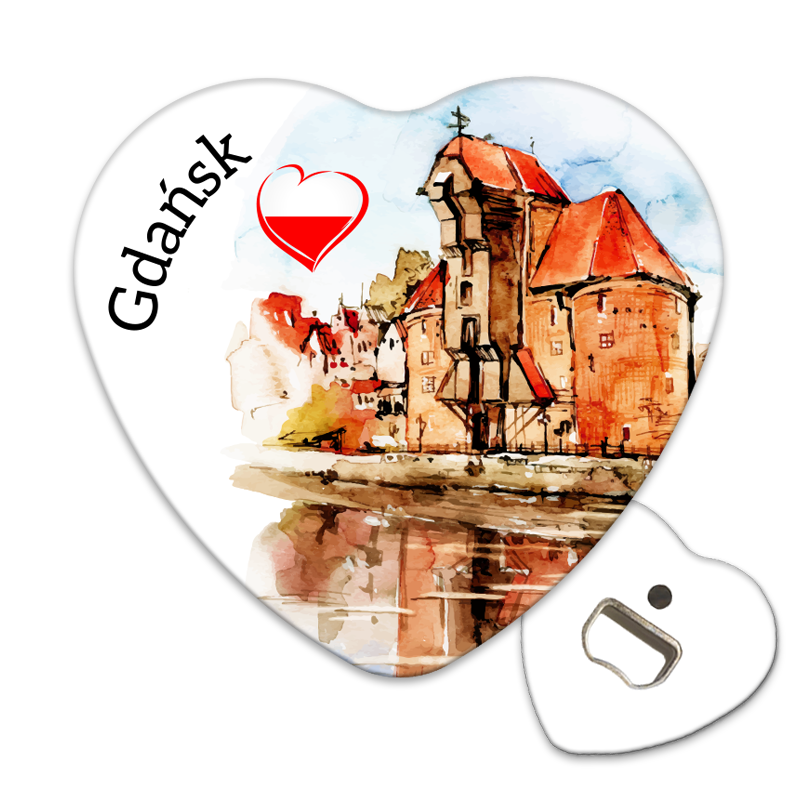 Magnetyczny otwieracz do butelek – motyw Gdańsk, Polska, pamiątka, dekoracja, barware