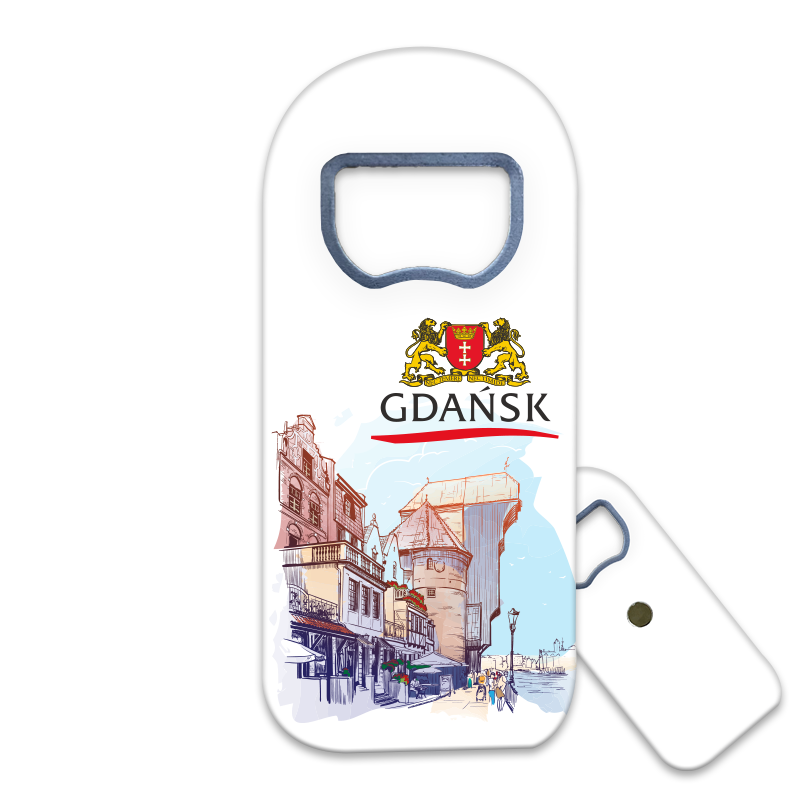 Magnetyczny otwieracz do butelek – motyw Gdańsk, Polska, pamiątka, dekoracja, barware