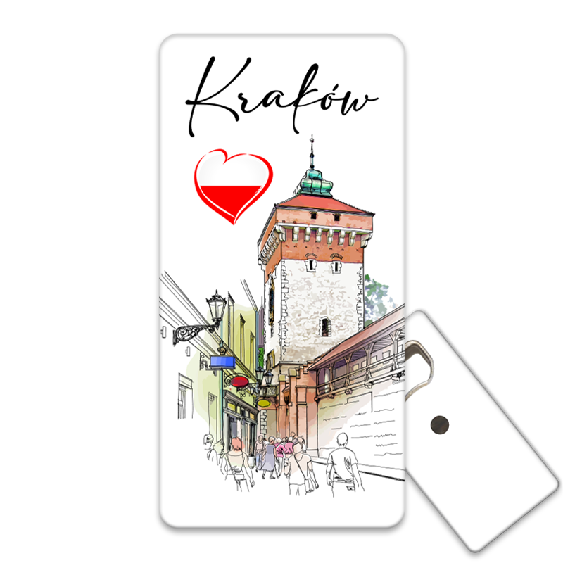 Magnetyczny otwieracz do butelek – motyw Kraków, Polska, pamiątka, dekoracja, barware