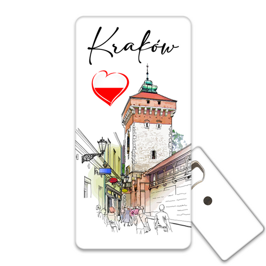 Magnetyczny otwieracz do butelek – motyw Kraków, Polska, pamiątka, dekoracja, barware
