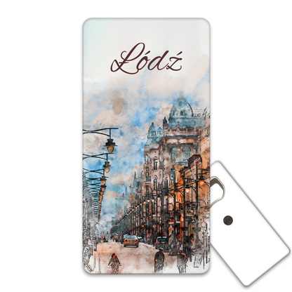 Magnetyczny otwieracz do butelek – motyw Łódź, Polska, pamiątka, dekoracja