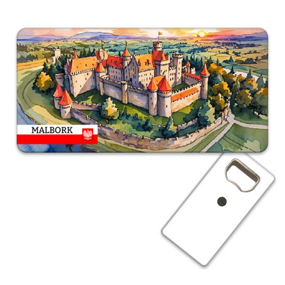 Magnetyczny otwieracz do butelek – motyw Malbork, Polska, pamiątka, dekoracja
