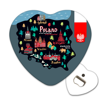 Magnetyczny otwieracz do butelek – motyw Polska, pamiątka, dekoracja, barware