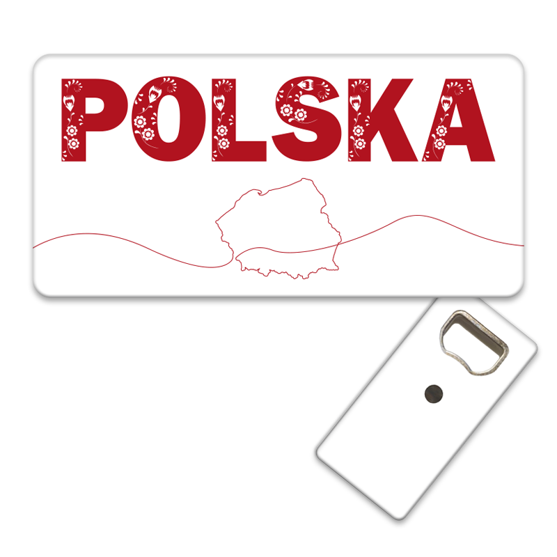 Magnetyczny otwieracz do butelek – motyw Polska, pamiątka, dekoracja, barware