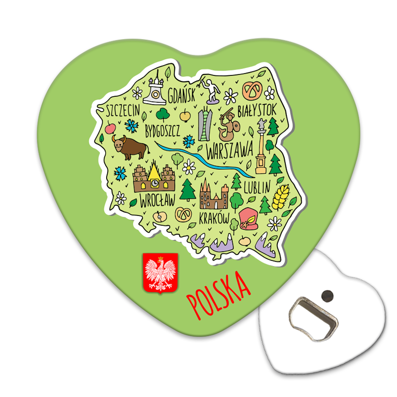 Magnetyczny otwieracz do butelek – motyw Polska, pamiątka, dekoracja, barware