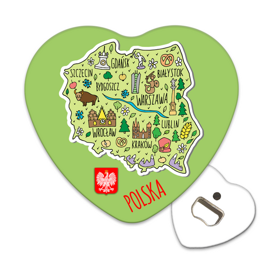 Magnetyczny otwieracz do butelek – motyw Polska, pamiątka, dekoracja, barware