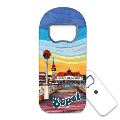 Magnetyczny otwieracz do butelek – motyw Sopot, Polska, pamiątka, dekoracja