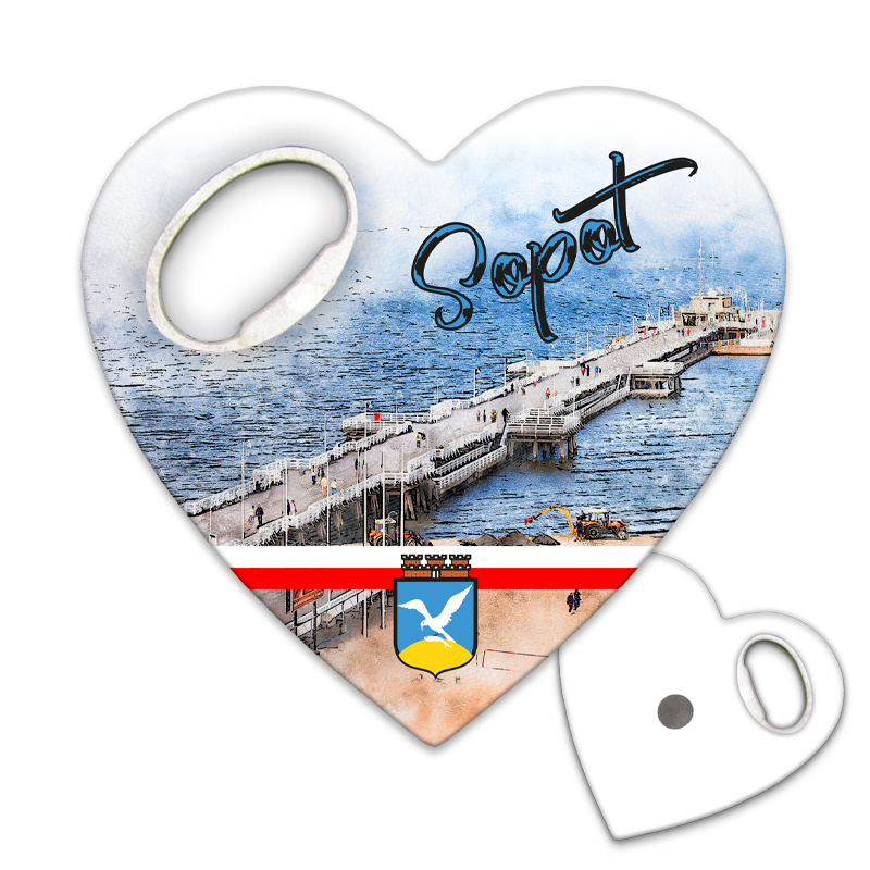 Magnetyczny otwieracz do butelek – motyw Sopot, Polska, pamiątka, dekoracja