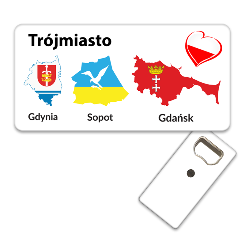 Magnetyczny otwieracz do butelek – motyw Trójmiasto, Polska, pamiątka, dekoracja, barware