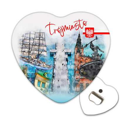 Magnetyczny otwieracz do butelek – motyw Trójmiasto, Polska, pamiątka, dekoracja