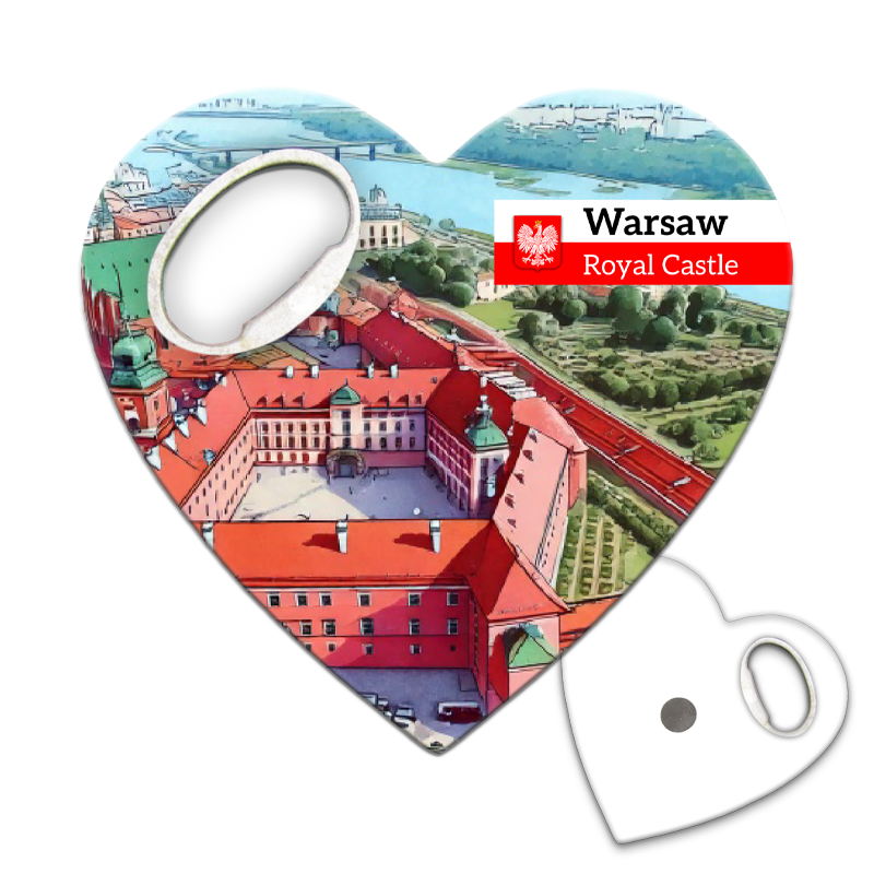 Magnetyczny otwieracz do butelek – motyw Warszawa, Polska, pamiątka, dekoracja