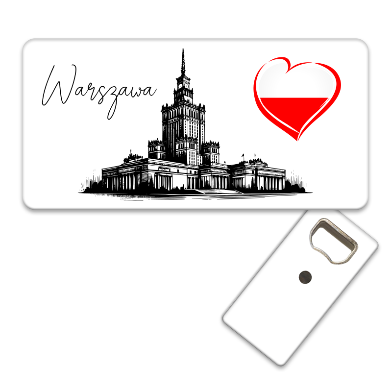 Magnetyczny otwieracz do butelek – motyw Warszawa, Polska, pamiątka, dekoracja, barware