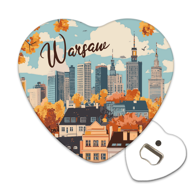 Magnetyczny otwieracz do butelek – motyw Warszawa, Polska, pamiątka, dekoracja, barware
