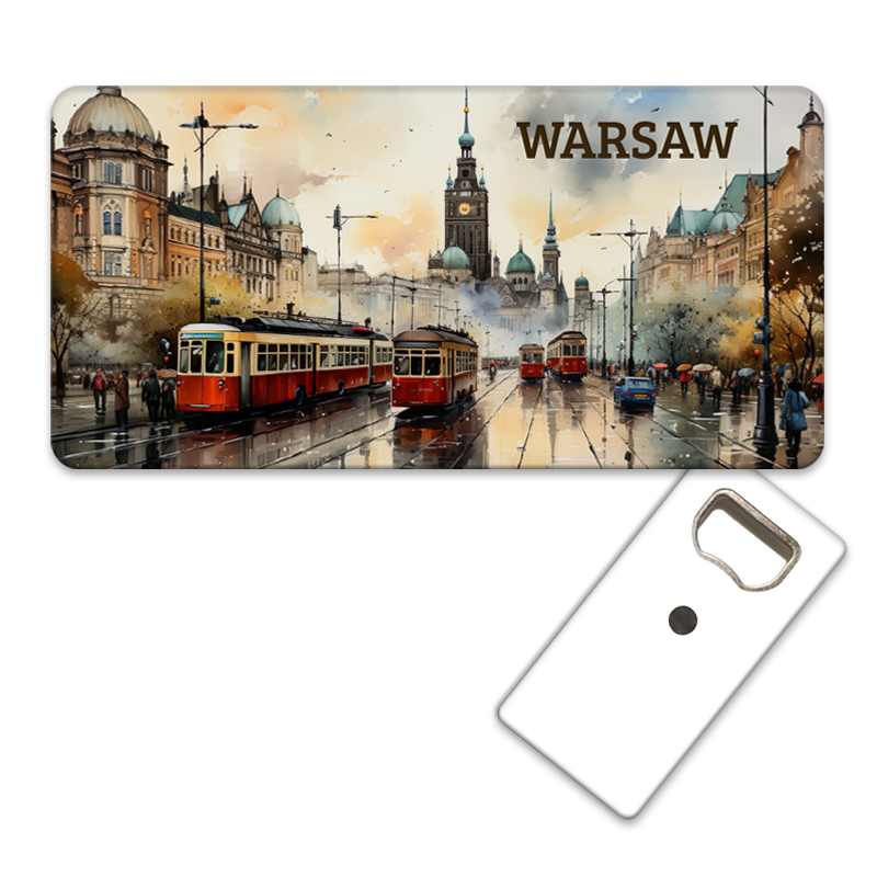 Magnetyczny otwieracz do butelek – motyw Warszawa, Polska, pamiątka, dekoracja, barware