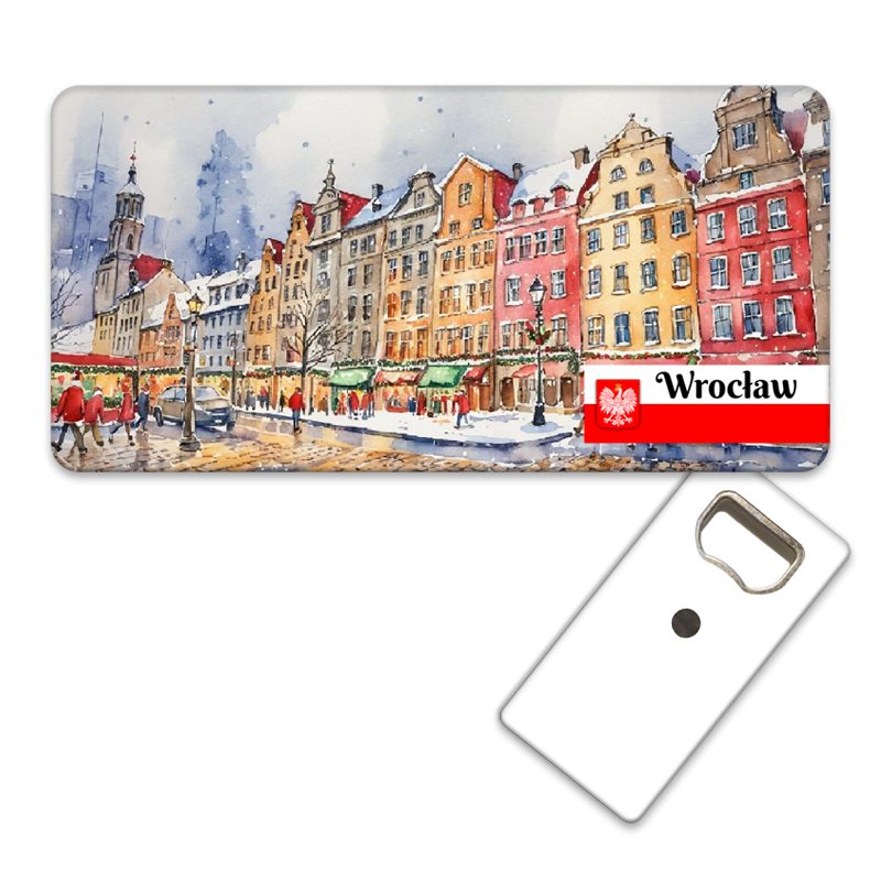 Magnetyczny otwieracz do butelek – motyw Wrocław, Polska, pamiątka, dekoracja