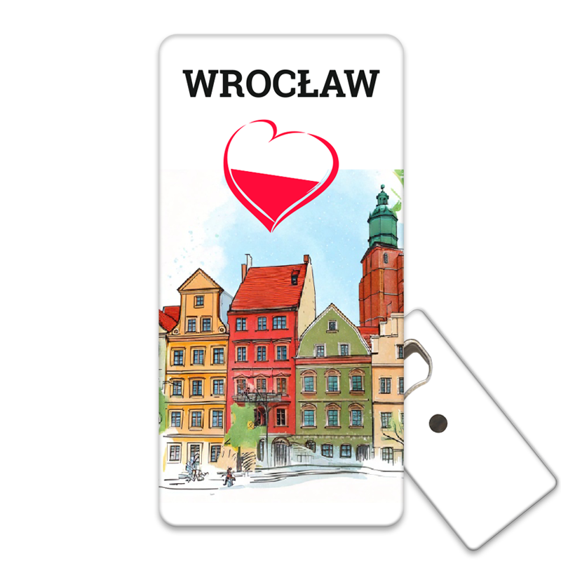 Magnetyczny otwieracz do butelek – motyw Wrocław, Polska, pamiątka, dekoracja