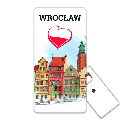 Magnetyczny otwieracz do butelek – motyw Wrocław, Polska, pamiątka, dekoracja