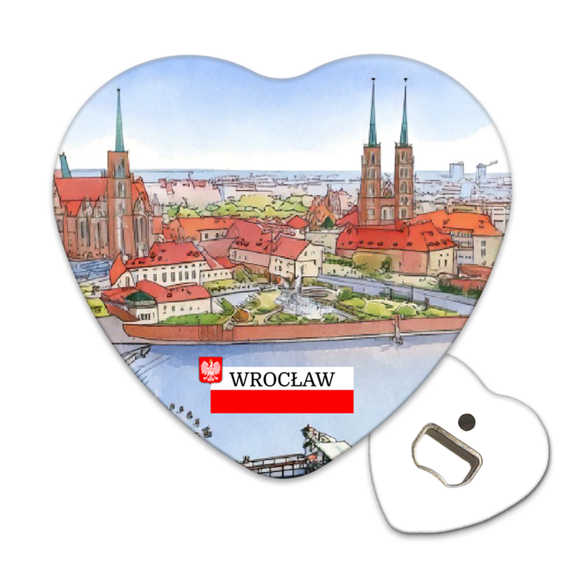 Magnetyczny otwieracz do butelek – motyw Wrocław, Polska, pamiątka, dekoracja